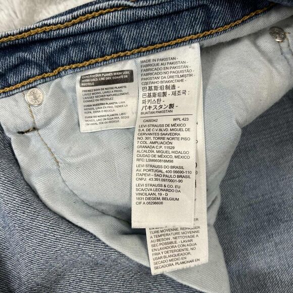 Levis 505 Mens Size 40x26.5 Medium Wash Distressed Stain Straight Jeans Grunge - Picture 5 of 13